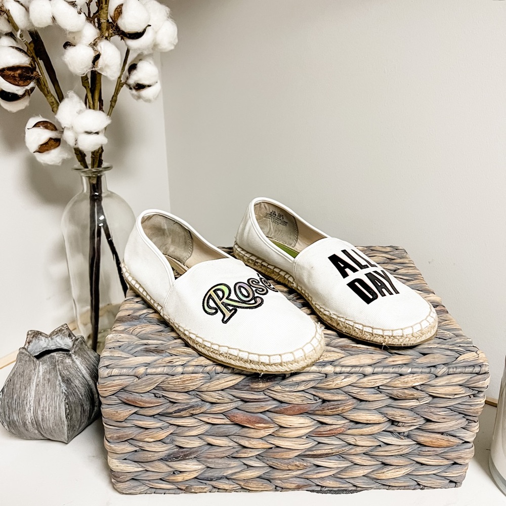 Sam Edelman Circus “Rose All Day” White Espadrille Slip On Shoes Size 8.5